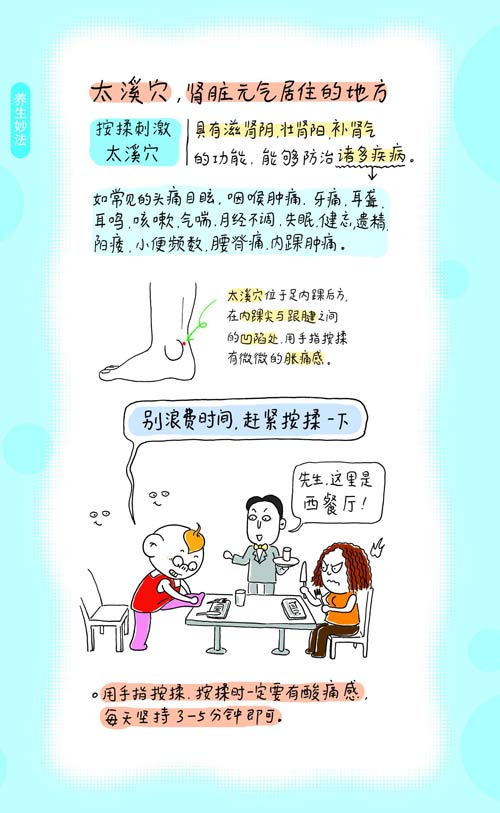 按揉刺激太溪穴【漫画图】